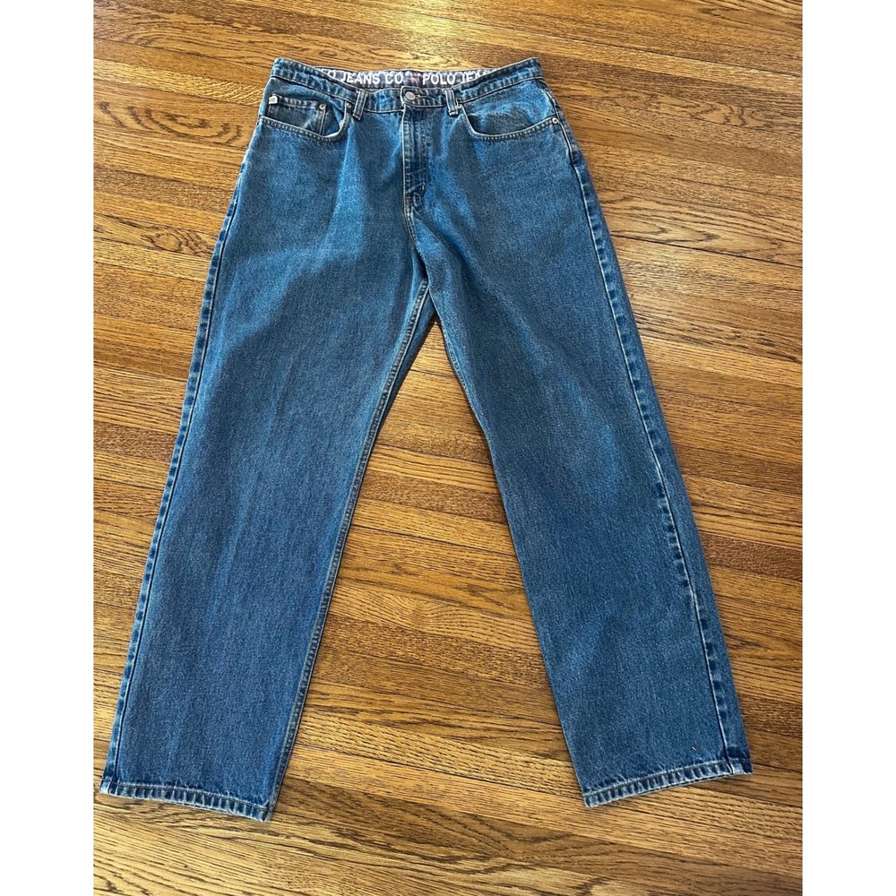 Polo Jeans Co Ralph Lauren Mens 34x30 Medium Wash Straight Leg Denim Blue Jeans